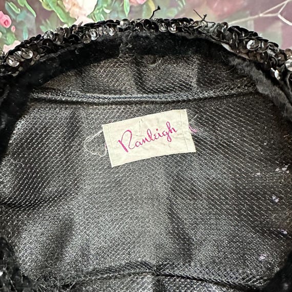 50s Ramleigh Black Sequin Shell Hat Netted - image 6