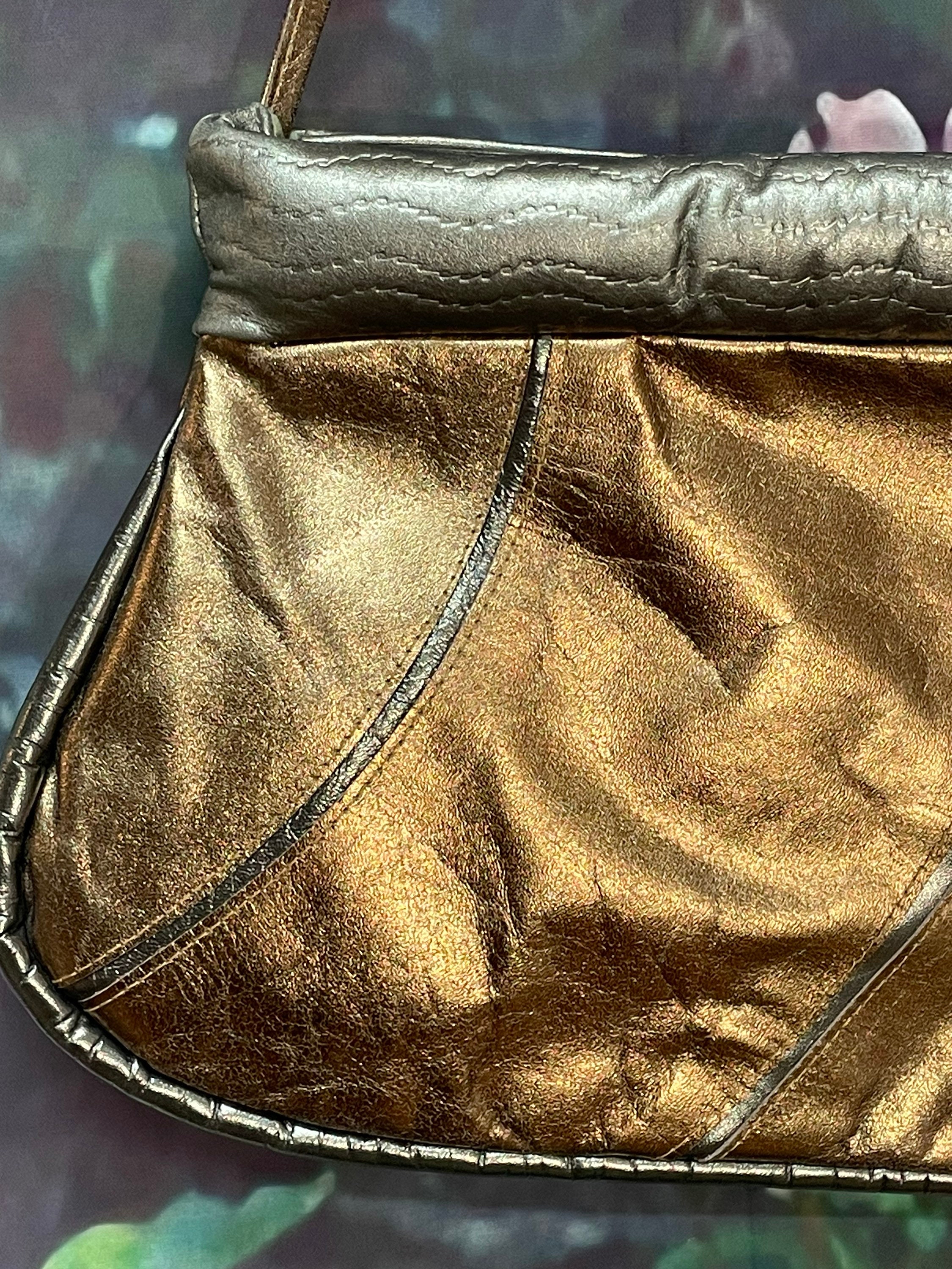 70s Timmy Woods Beverly Hills Gold Leather Handbag - Etsy