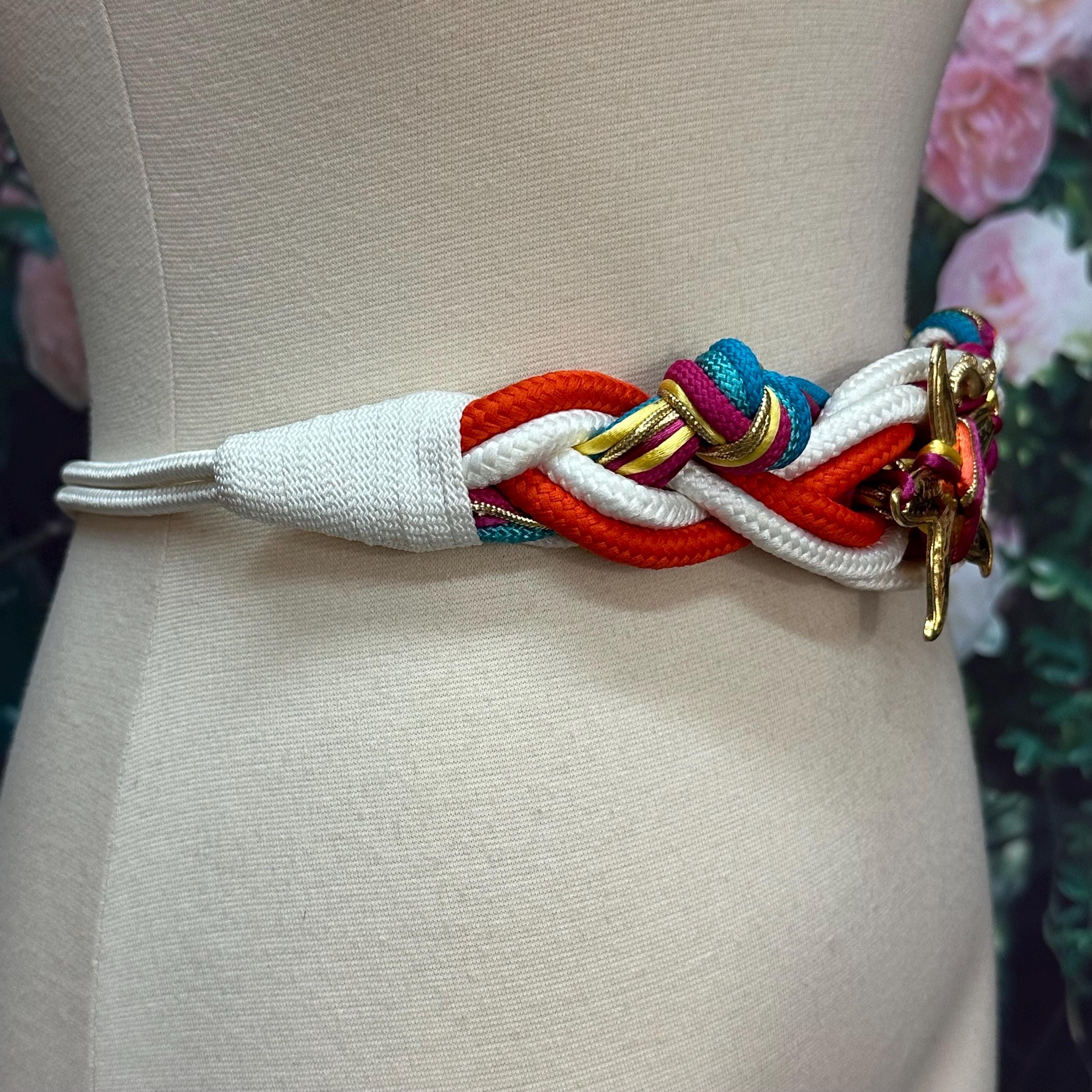 80s Vintage Nautical Rope Belt W Gold Stars 80s White Cord Belt Gold Starfish Seashells - Etsy main image 2