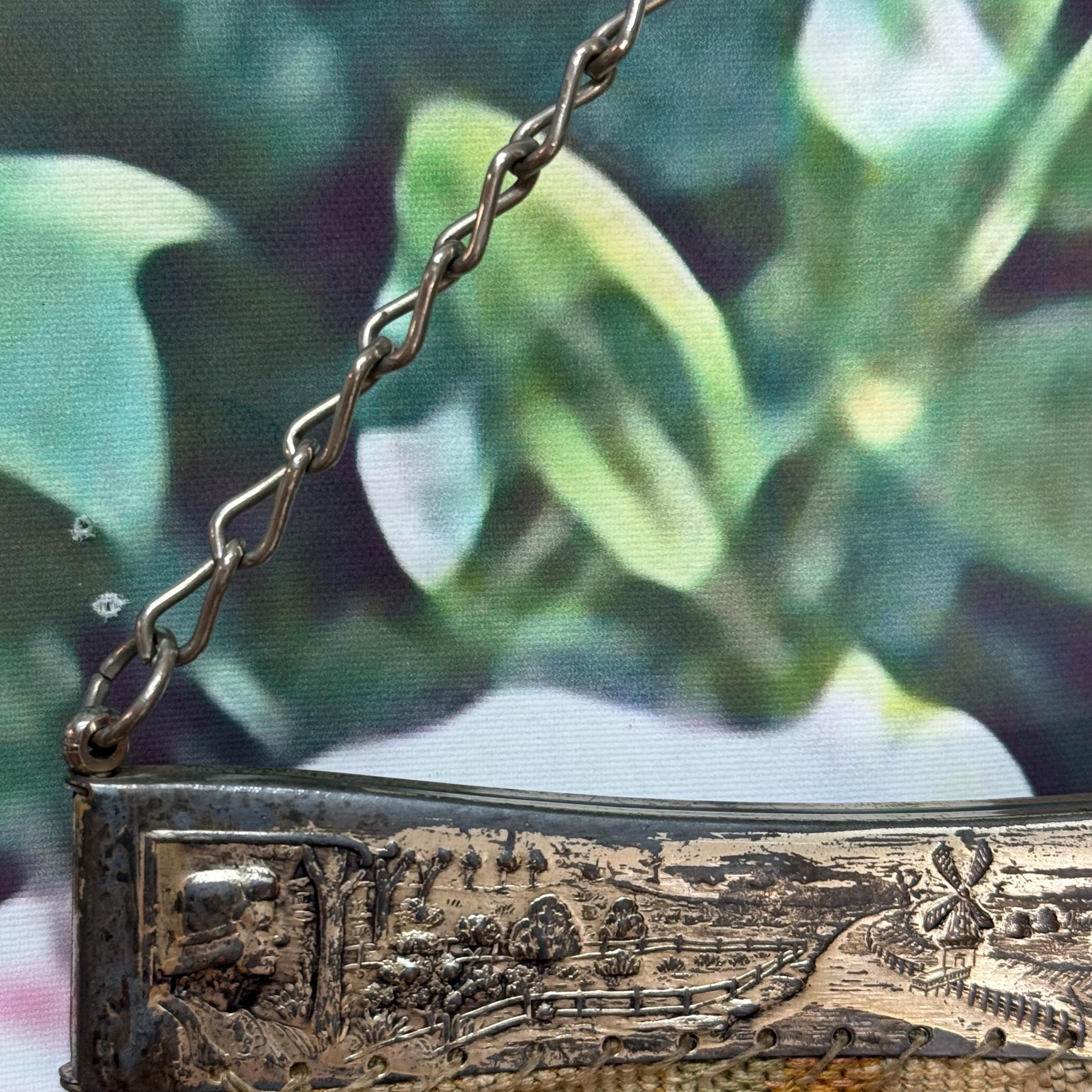 20s Tapestry Handbag Silverplate Dutch Windmill Frame Handbag - Etsy