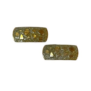 70s Musi Gold Glitter Shoe Clips Rectangle Buckle Deadstock