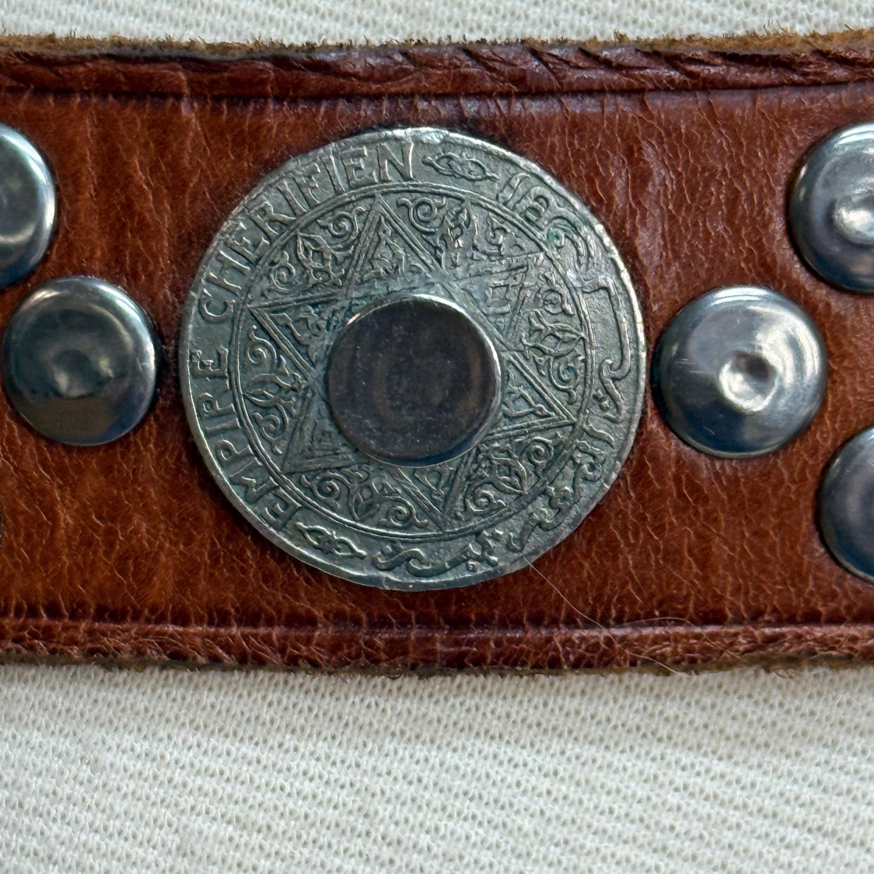 Moroccan Riveted Circle Leather belt Big Metallic Disk Moroccan Boho Belt – Ani Accessories main image 4
