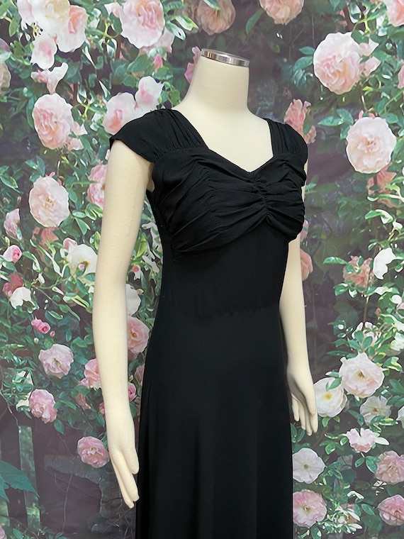 30s Black Crepe Bias Evening Gown Sweetheart - image 5