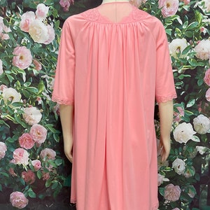 60s Shadowline Rose Pink Peignoir Negligee Nylon Nightgown Small image 5