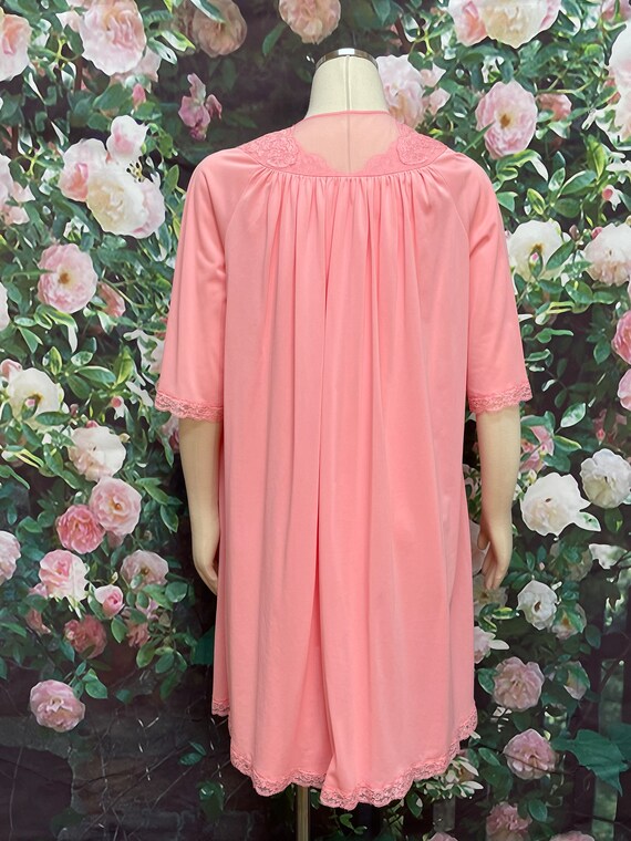 60s Shadowline Rose Pink Peignoir Negligee Nylon … - image 5