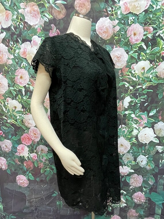 60s Henson Kickernick Black Lace Chiffon Peignoir… - image 4