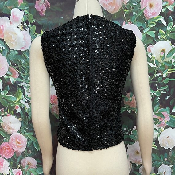 60s Malbe Original Black Sequin Shell Top - image 6