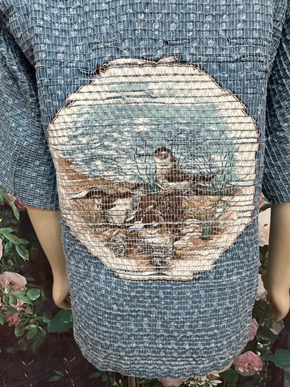 80s Blue Seagull Pullover Quilted Sweater Sand Piper Fiber Art Sakiori View 5
