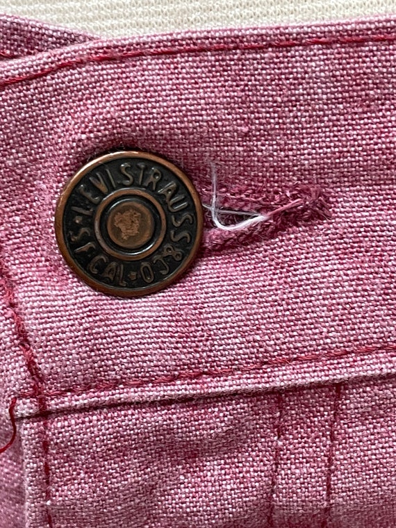 70s Levis Red Splatter Jeans Bell Bottom Low Rise… - image 8