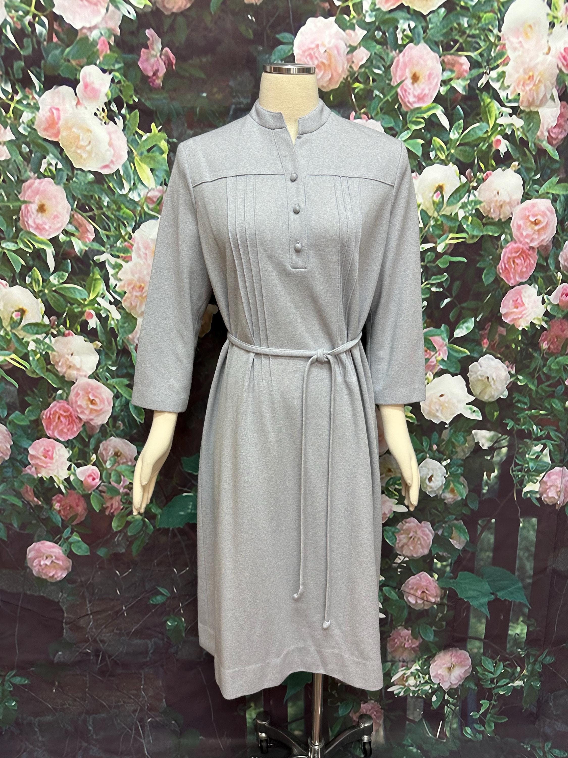 chinese dress ladies Gray Linen Dress with Belt main image 0