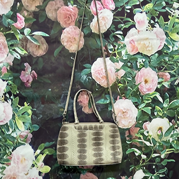Vintage Gray Python Snakeskin Handbag Removable S… - image 6