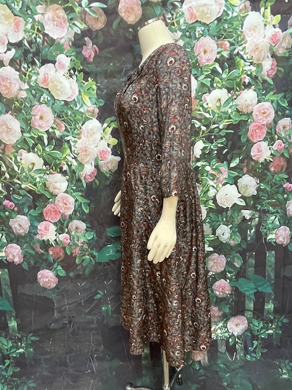 40s Mynette Gray Floral Rayon Dress Plus Size XL - image 7