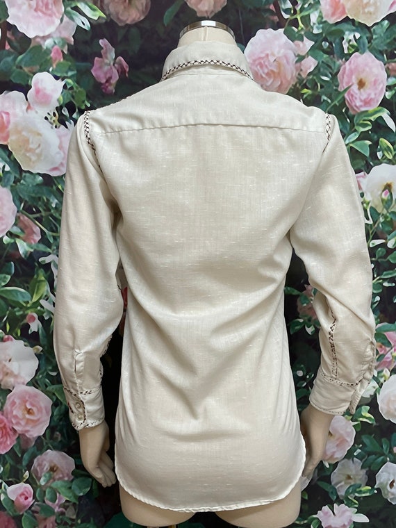 70s Levis for Gals White Western Shirt Floral Emb… - image 8