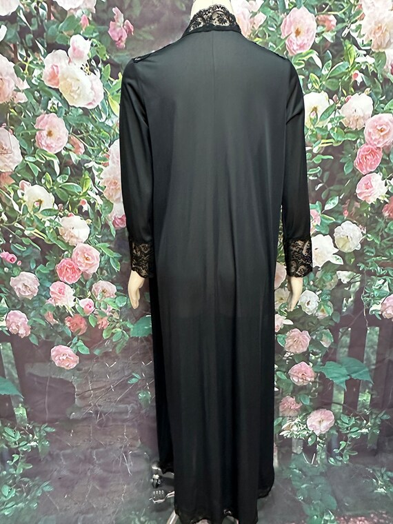 70s Olga Black Lace Robe Dressing Gown 9702 Medium - image 8