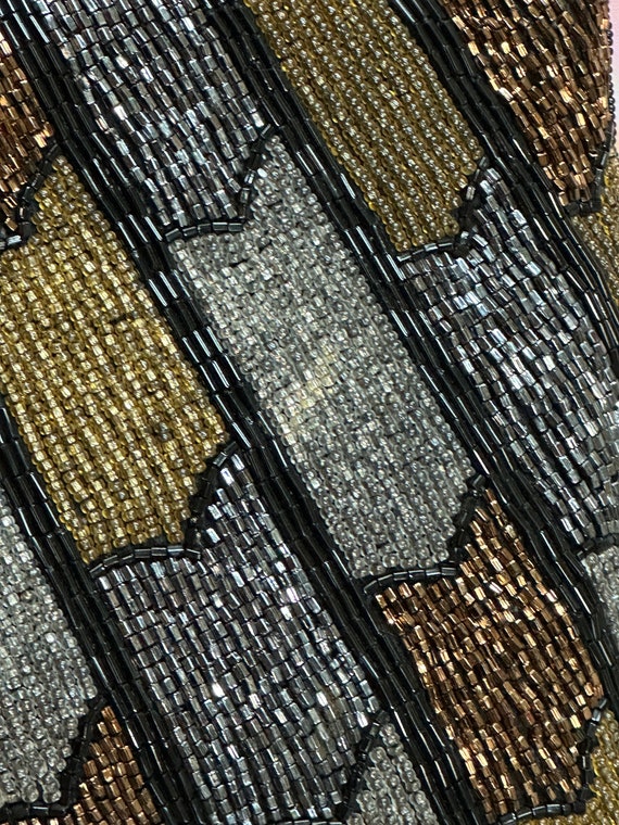 60s Delill Black Copper Beaded Zipper Clutch Purse - image 3