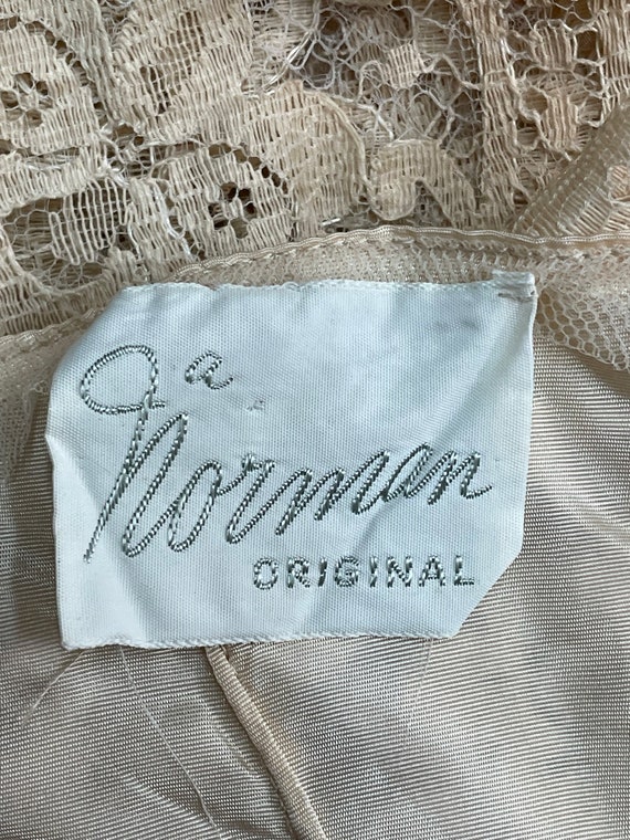50s Norman Original Cream Lace Cocktail Dress Sil… - image 9
