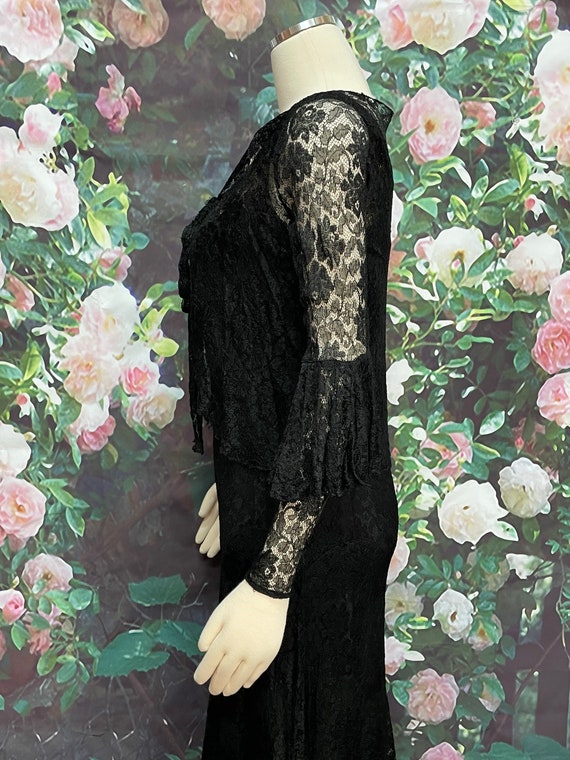 20s Black Lace Dress with Shrug Dropped Waist - image 6
