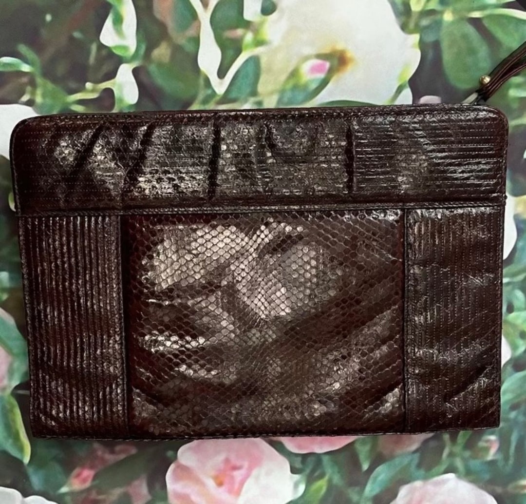 80s Ronora Burgundy Leather Clutch Snake Skin Purse Argentina - Etsy