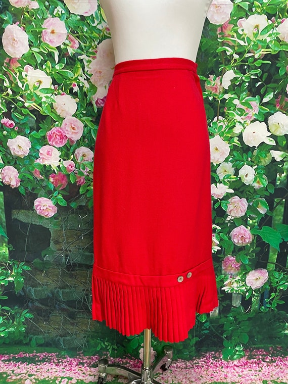 Jupe crayon en laine rouge vintage taille 38 Tailles S Catégorie