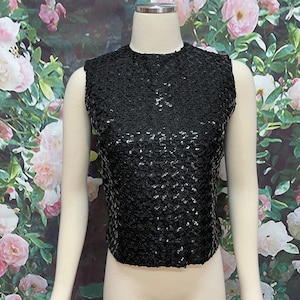 60s Malbe Original Black Sequin Shell Top