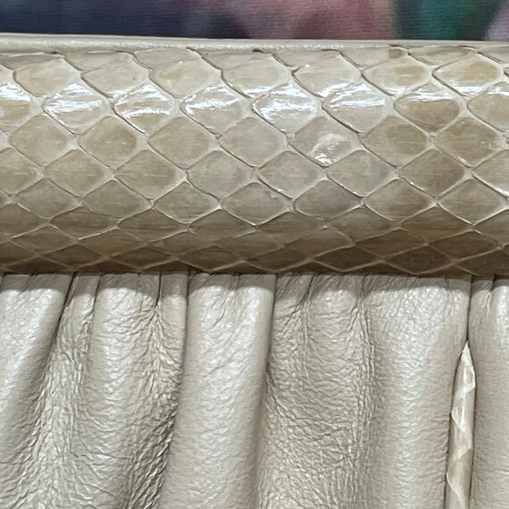 70s Ande NOS Beige Leather Snakeskin Purse Clutch View 6