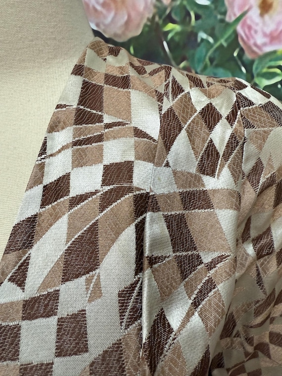 70s Brown Op Art Jacquard Jacket Mod Coat - image 9
