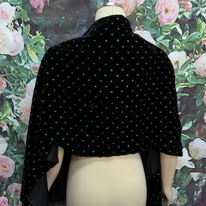 80s Black Velvet Glitter Rectangle Shawl