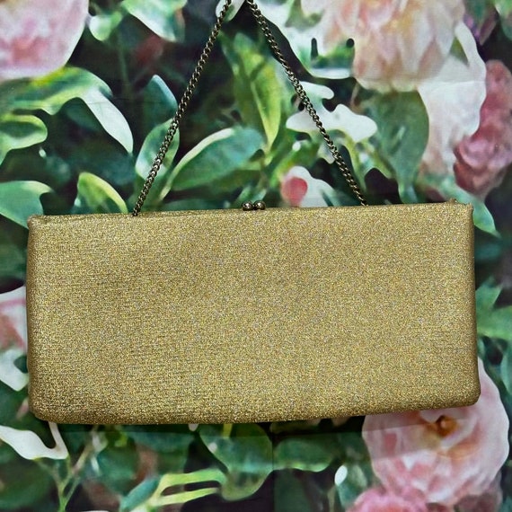 60s Gold Lame Structured Purse Clutch - image 4