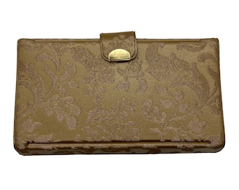 60s Brown Vinyl Brocade Wallet Floral Checkbook Cover