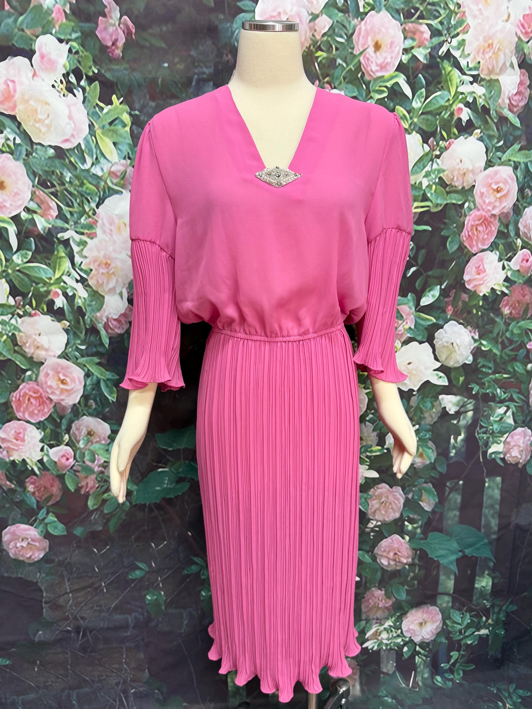 monica geller hot pink dress Wedding elastic sleeve
