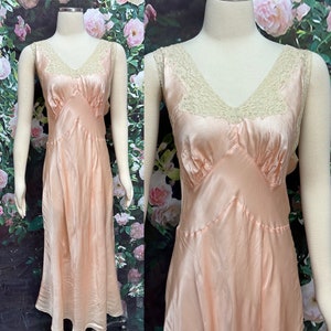 30s Peach Silk Bias Gown Real Silk Hosiery Mills Large