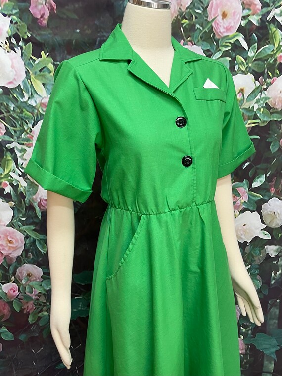 80s Impromptu Green Shirtdress Dress Pocket Square - image 8