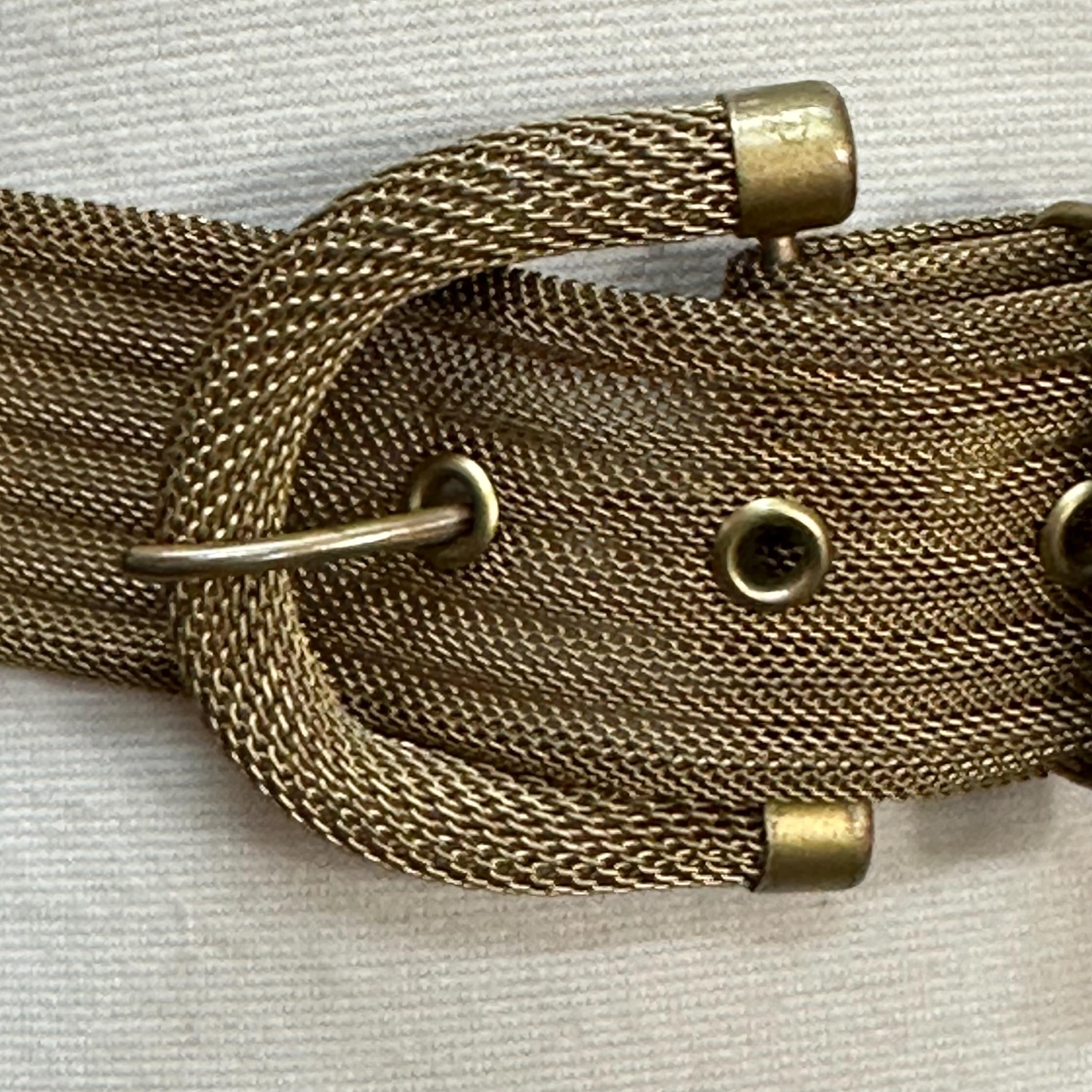 Vintage 1980s Signed DL Gold tone hand clasp metal mesh Victorian style belt ?bucket=cdn.attic.city&key=  main image 2