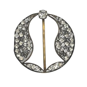 Antique Edwardian Clear Rhinestone Sash Buckle Czech
