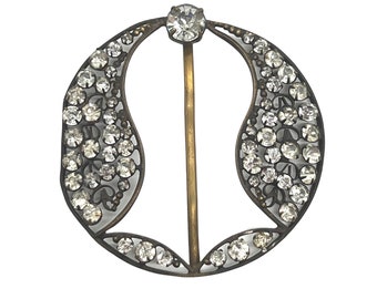 Antique Edwardian Clear Rhinestone Sash Buckle Czech