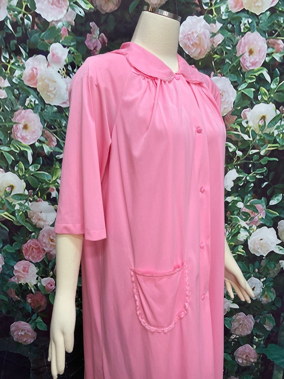 60s Shadowline Pink Peignoir Negligee Nylon Night… - image 8