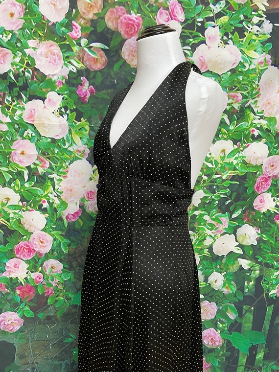 70s Black Polka Dot Halter Maxi Dress - image 6