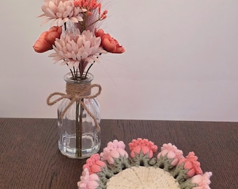 Handmade Crochet Blooming Flowers Coaster (1)