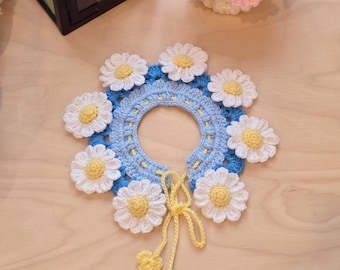 Handmade Crochet Pet Collar (2) - Sunflowers