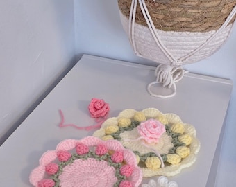 Handmade Crochet Blooming Flowers Coaster (2)