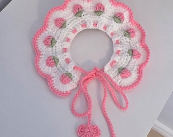 Handmade Crochet Pet Collar (1) - Strawberry