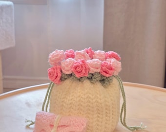 Handmade Crochet Rose Blooming Bag