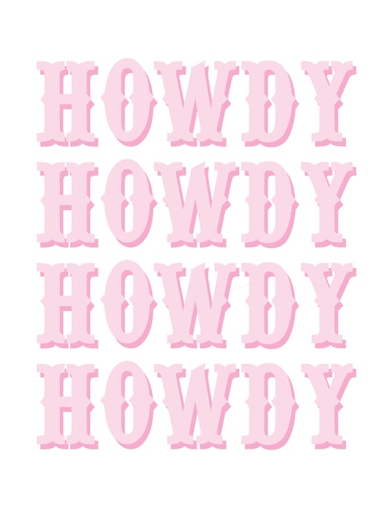 HOWDY HOWDY HOWDY YALL, Preppy Aesthetic, Creamy Pink Background - Howdy  - Sticker