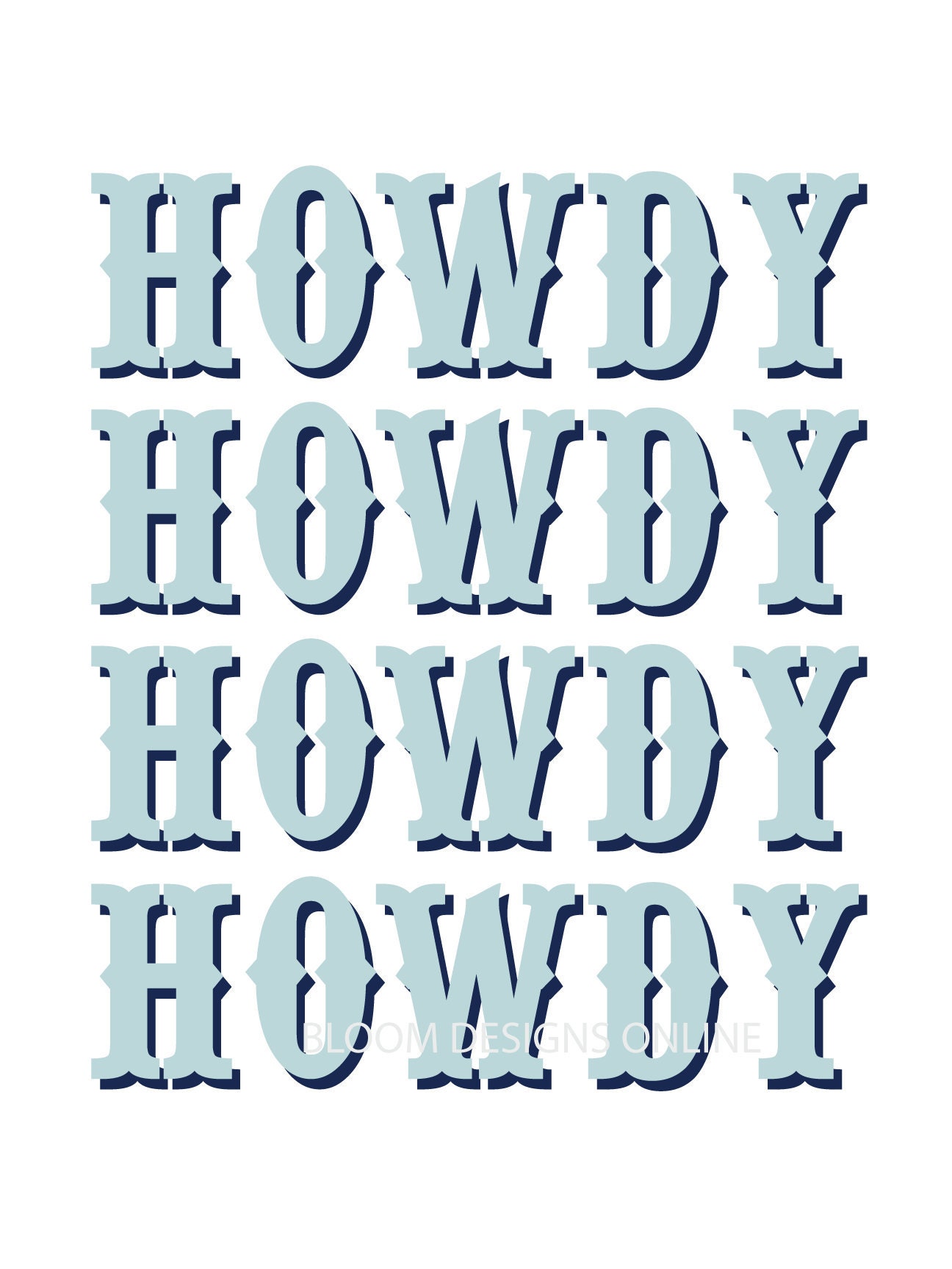 HOWDY Poster BLUE and PINK - Etsy 