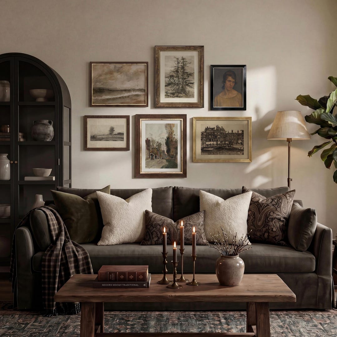 Set of 6 Rustic Farmhouse Gallery Wall Art Prints, Vintage Warm Tones ...