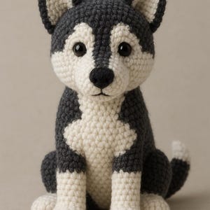 Husky Amigurumi Crochet Pattern – Beginner Friendly Plush Dog Tutorial (PDF Download)