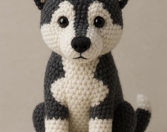 Patron au crochet Husky Amigurumi - Tutoriel pour chien en peluche adapté aux débutants (téléchargement PDF)