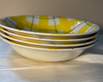 Set of 4 Alfred Meakin Yellow Check Bowls – Mid Century Retro Tableware England