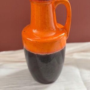 Vintage Scheurich 404/26 Fat Lava Vase, West German Pottery 27cm, Orange Brown Mid Century Modern Ceramic Jug Vase, 1960s 1970s Decor