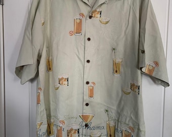 Tommy Bahama Silk Cocktail Print Hawaiian Shirt – Men's L Tropical